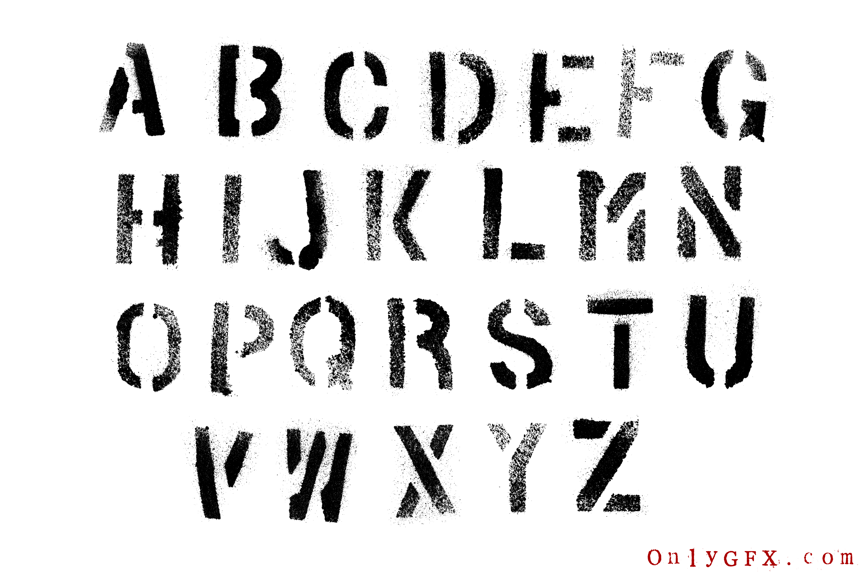 Grunge Stencil Spray Paint Alphabet (PNG Transparent, SVG)